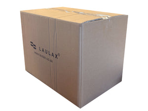 A sealed, printed box with 'laulax' branding on the long panel