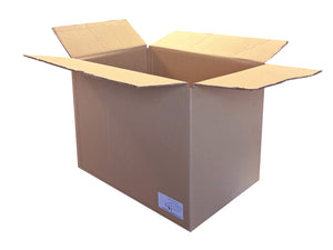 An open brown cardboard shipping box with flaps extended, shown on a plain white background.