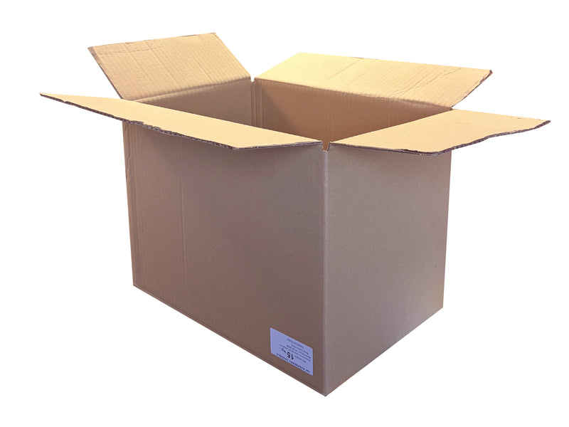An open brown cardboard shipping box with flaps extended, shown on a plain white background.
