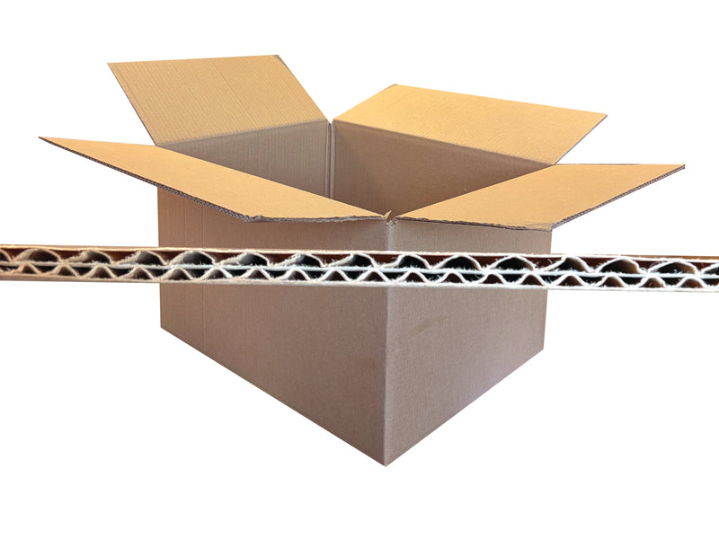 An image of the board fluting over an image of the box