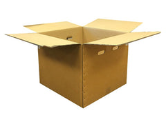 very strong heavy duty cardboard box with hand holes