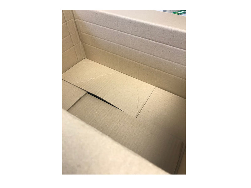 cardboard box with creases to adjust depth