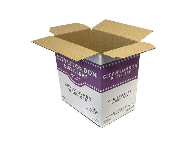 purple and white printed box