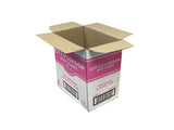 white and pink cardboard boxes