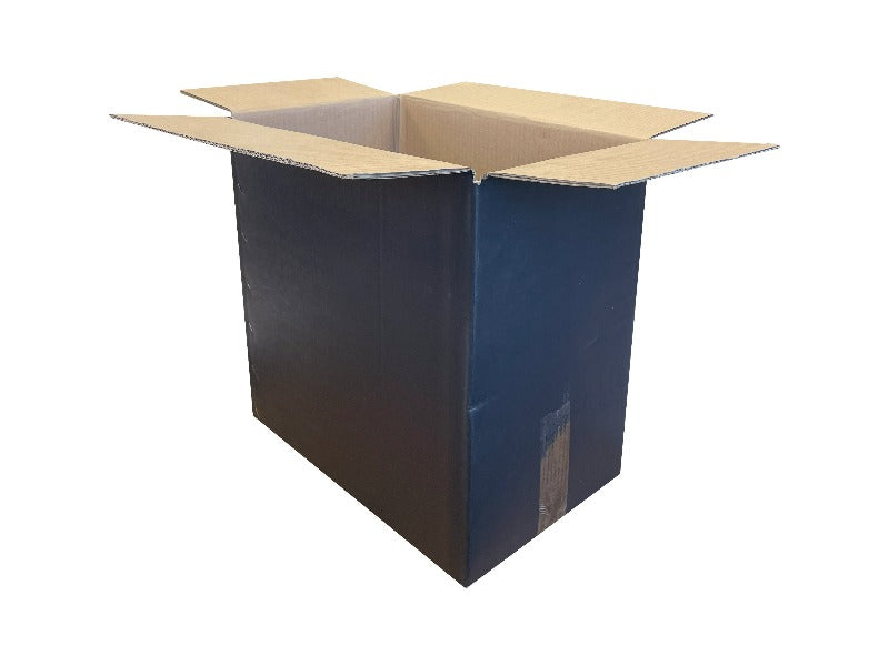 black cardboard boxes