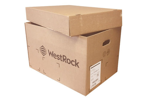 Used Printed Strong Single Wall Archive & Storage Box with Lid - 565mm x 375mm x 350mm